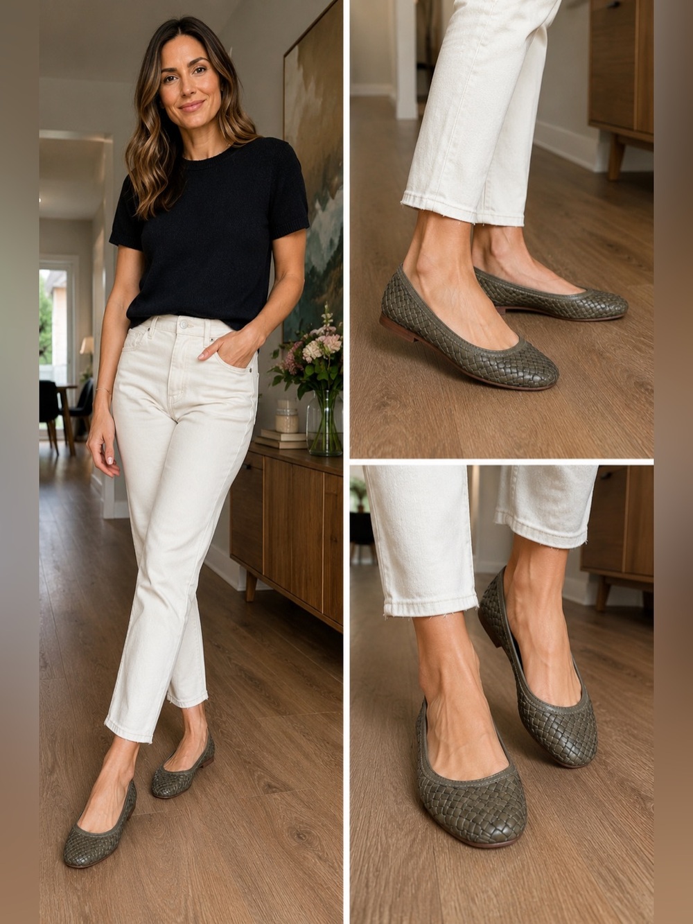 Frye Olive Green Woven Ballet Flats